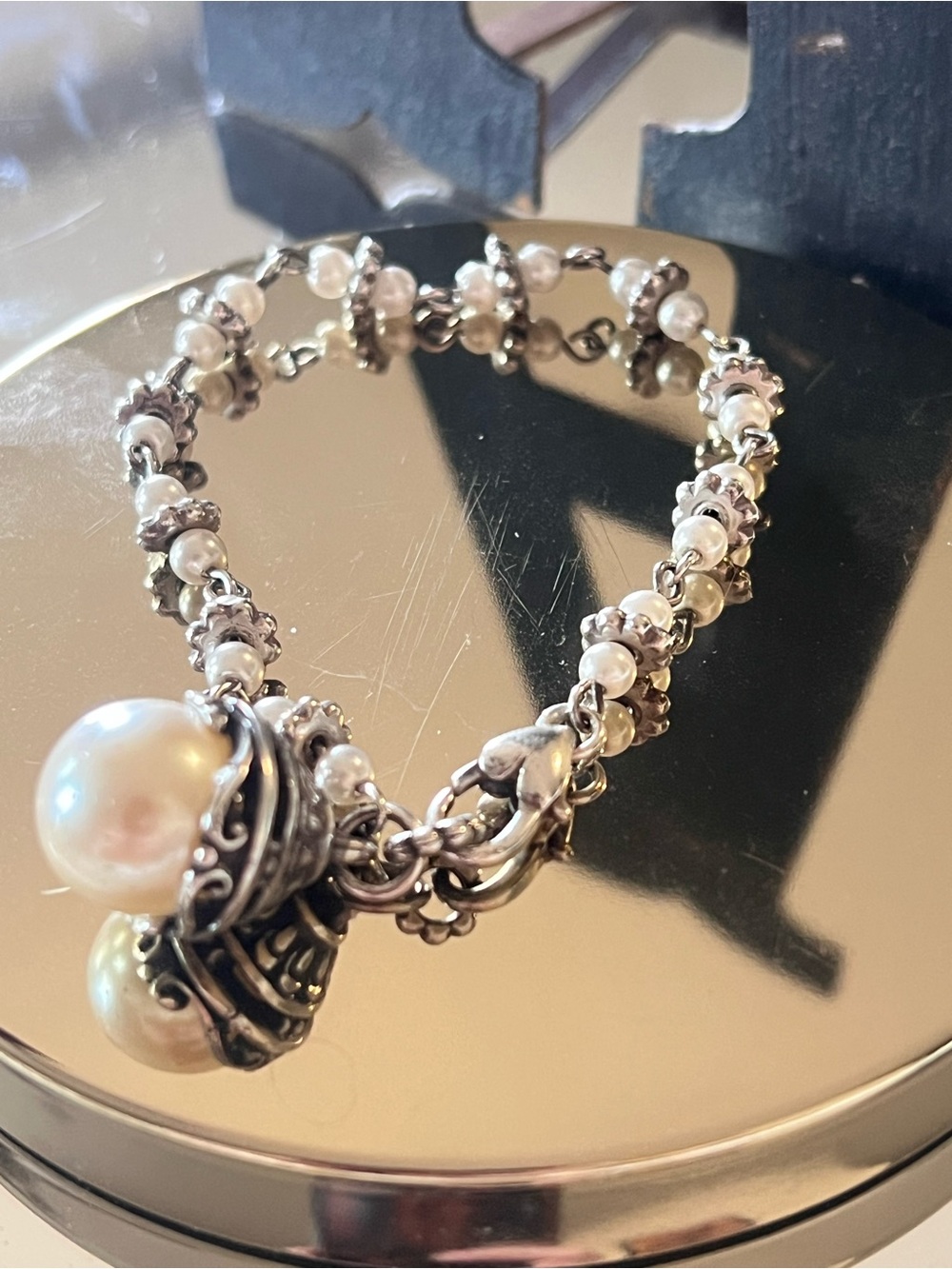 Silver Pearl Beaded Bracelet - Picture 4 of 7